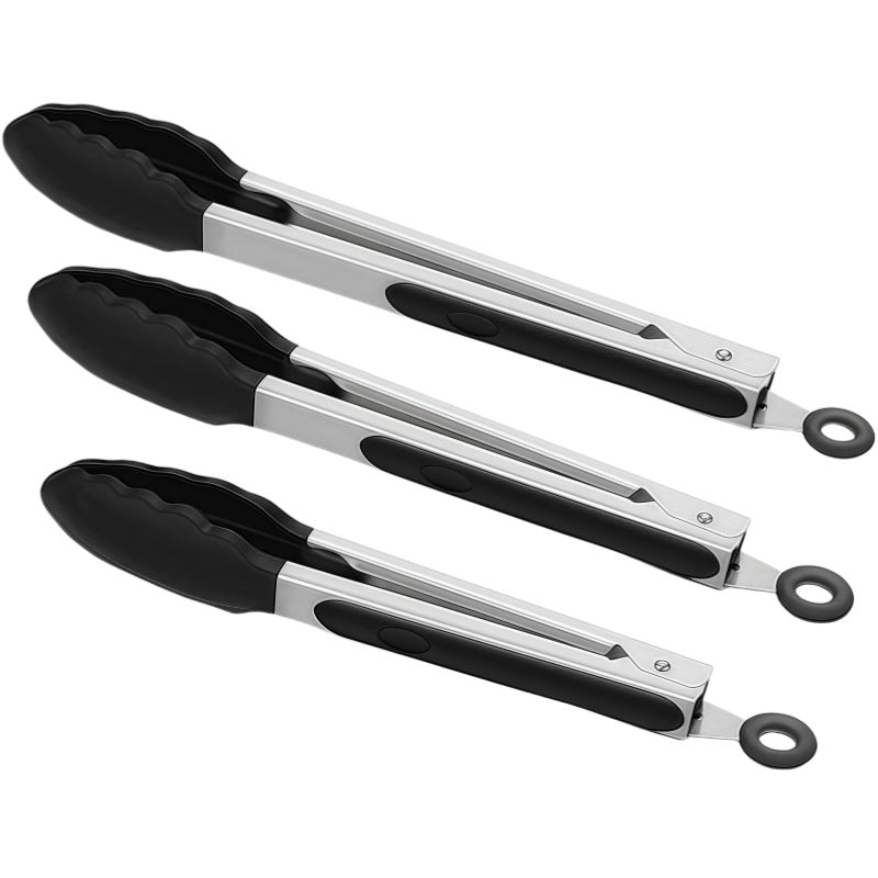 Cross-Border Silicone Clips, High Temperature Resistant Kitchen Anti-Scalding Barbecue Barbecue Clips, Food Clips, Household Stainless Steel Steak Clips