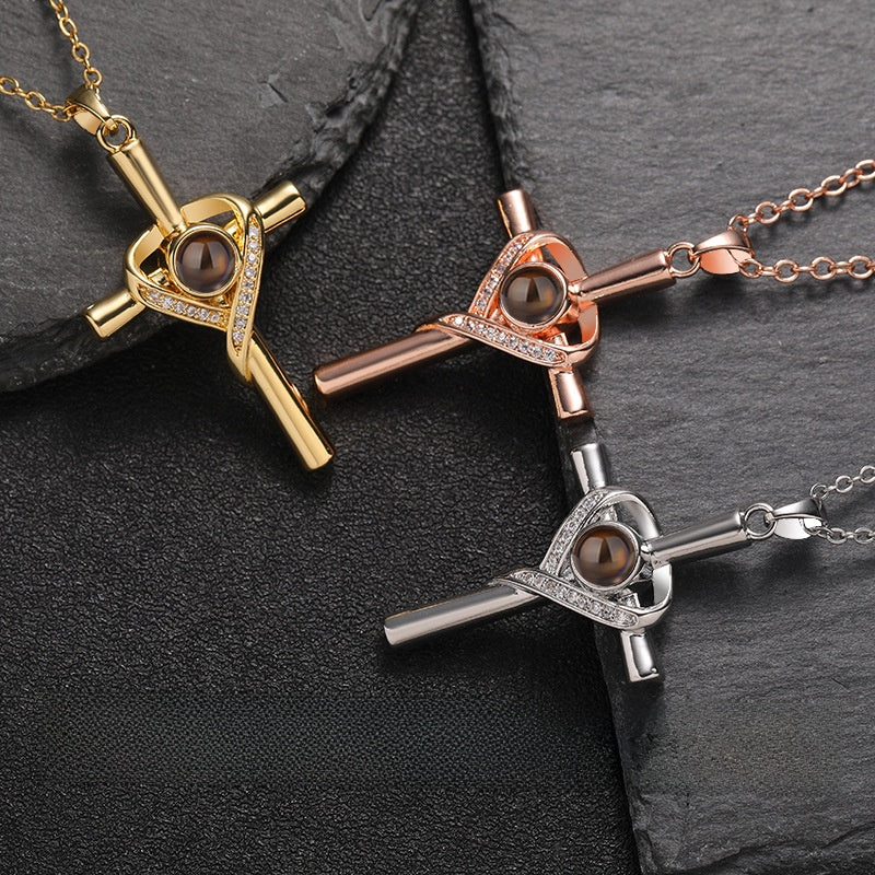 Cross Diamond Projection Necklace