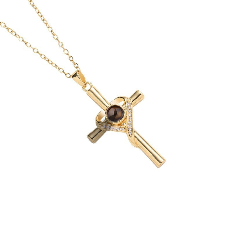 Cross Diamond Projection Necklace
