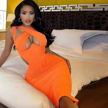 Cross halter dress