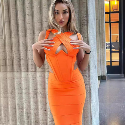 Cross halter dress