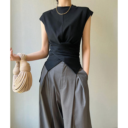 Cross knot blouse for women