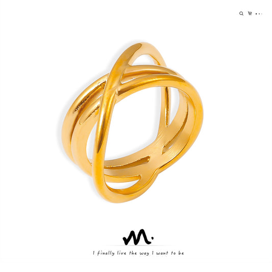 Cross Line Titanium Steel Ring
