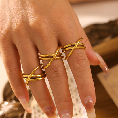 Cross Line Titanium Steel Ring