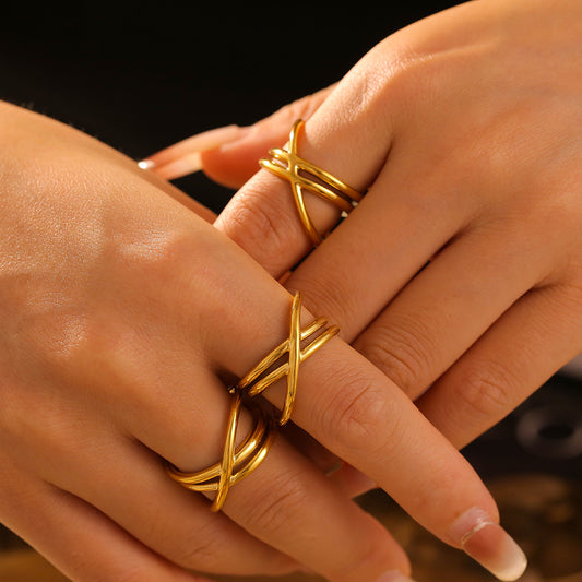 Cross Line Titanium Steel Ring