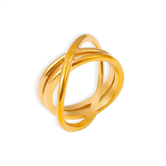 Cross Line Titanium Steel Ring