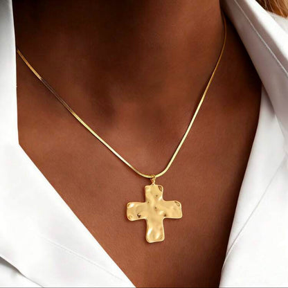 Cross Pendant Heart Drop Alloy Necklace