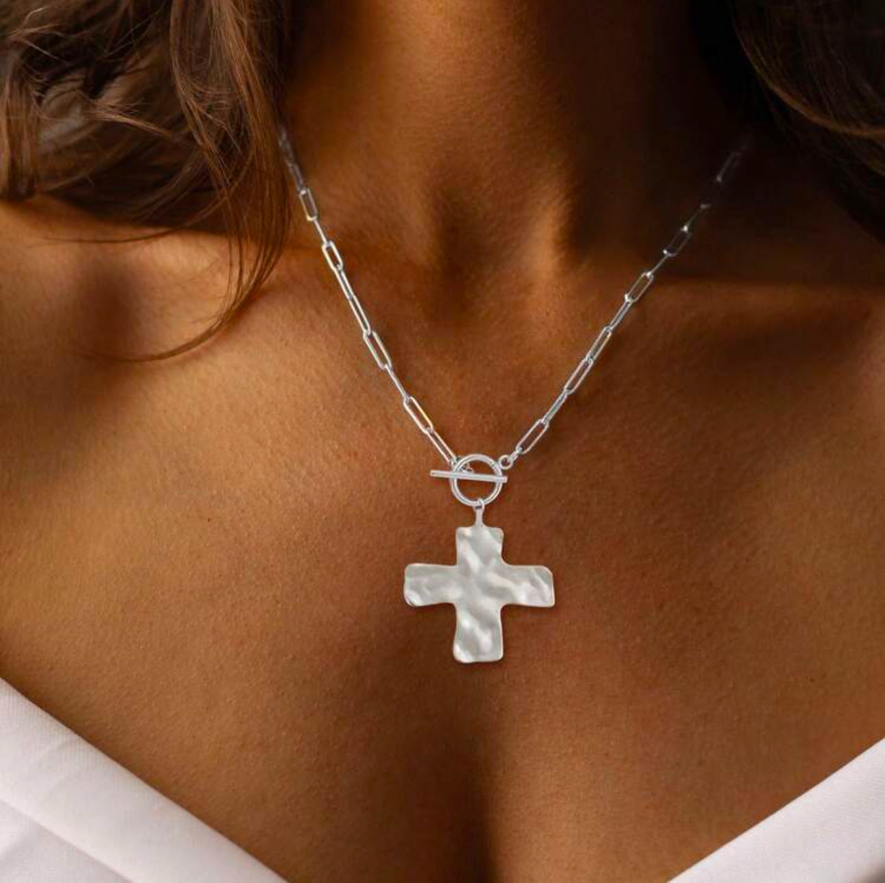 Cross Pendant Heart Drop Alloy Necklace