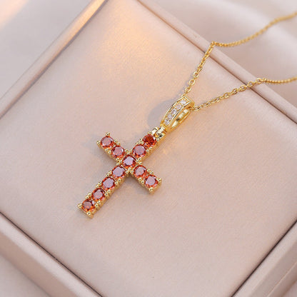 Cross Pendant Zircon Necklace for Women