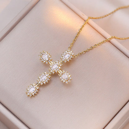 Cross Pendant Zircon Necklace for Women