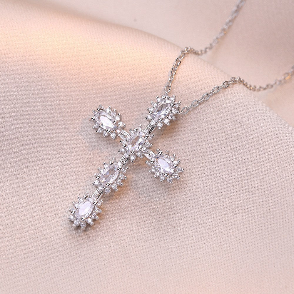 Cross Pendant Zircon Necklace for Women