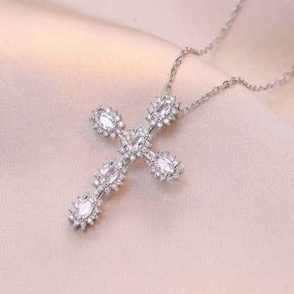 Cross Pendant Zircon Necklace for Women