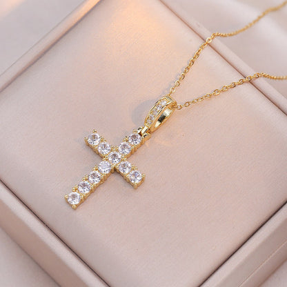 Cross Pendant Zircon Necklace for Women