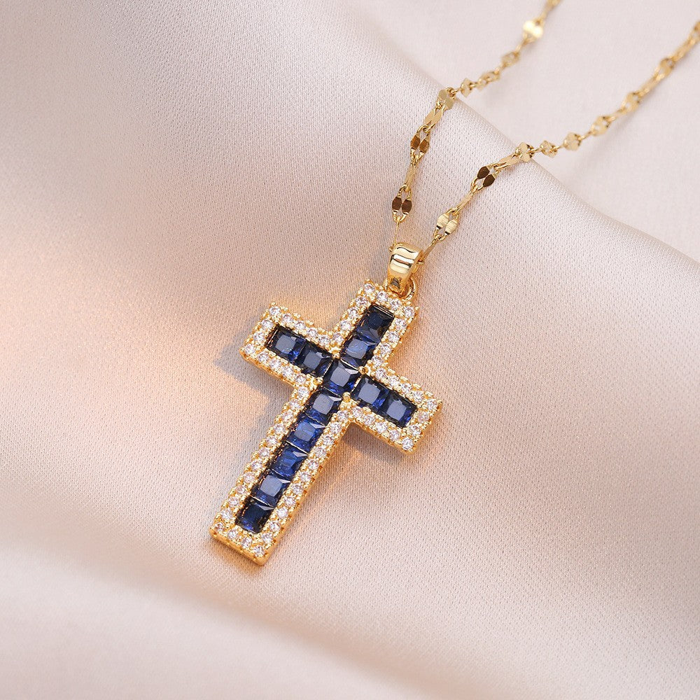 Cross Pendant Zircon Necklace for Women