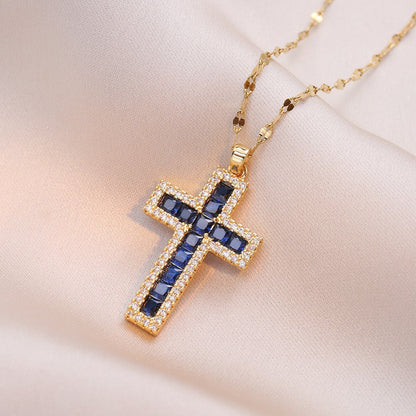 Cross Pendant Zircon Necklace for Women