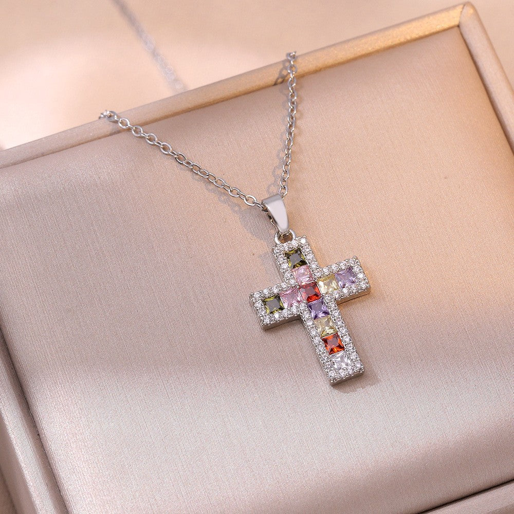 Cross Pendant Zircon Necklace for Women