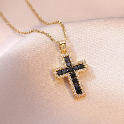 Cross Pendant Zircon Necklace for Women