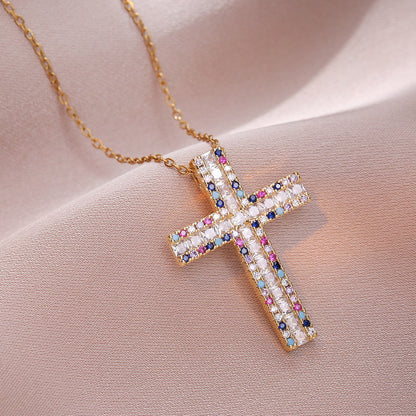 Cross Pendant Zircon Necklace for Women