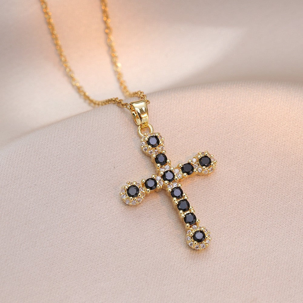 Cross Pendant Zircon Necklace for Women