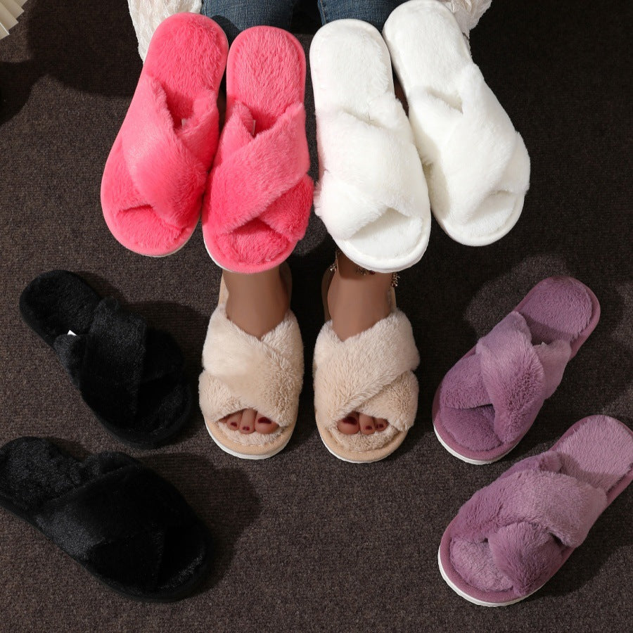 Cross Plush Slippers