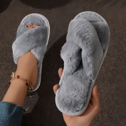 Cross Plush Slippers