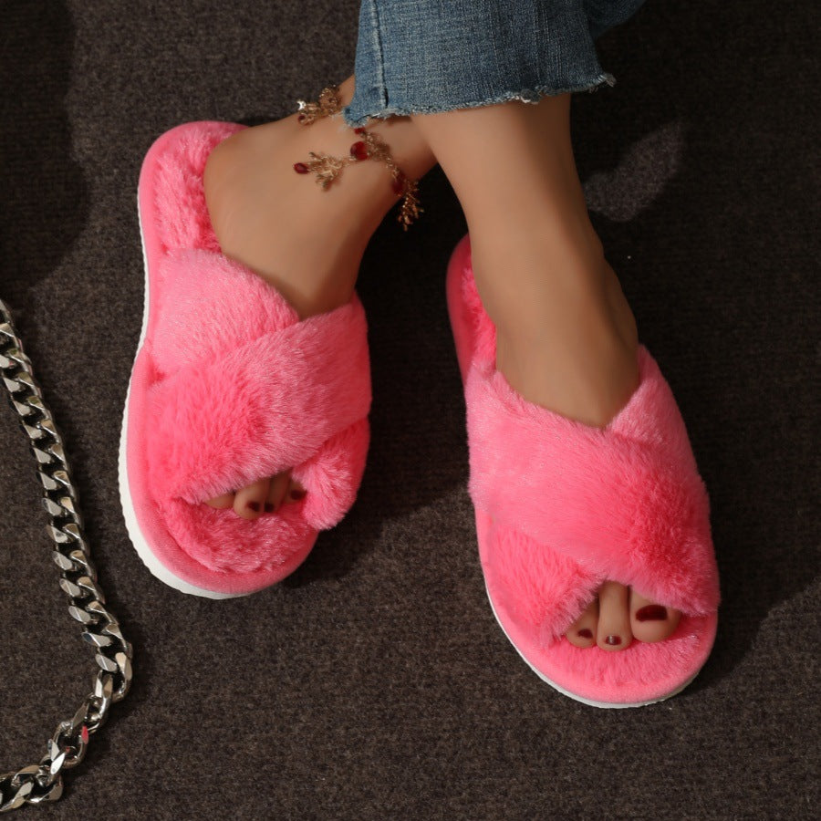 Cross Plush Slippers