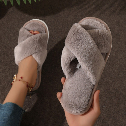 Cross Plush Slippers