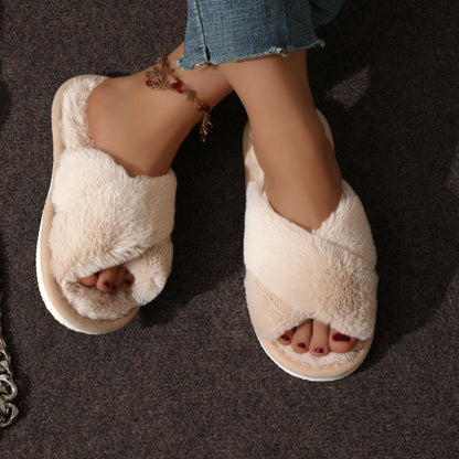 Cross Plush Slippers