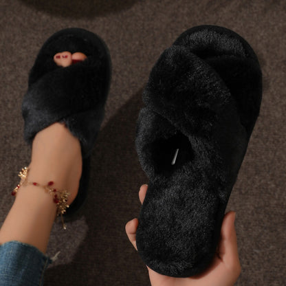 Cross Plush Slippers