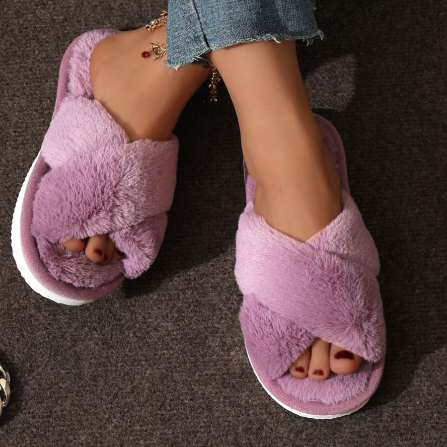 Cross Plush Slippers