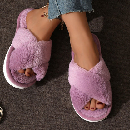 Cross Plush Slippers