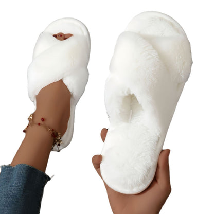 Cross Plush Slippers