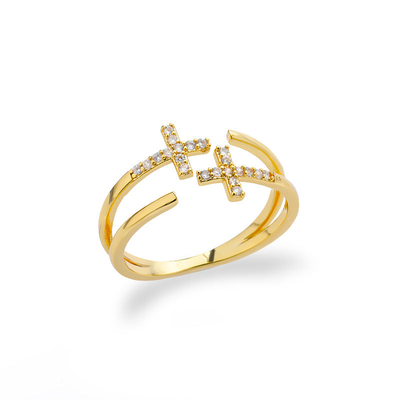 Cross Ring Double-Layer Ring