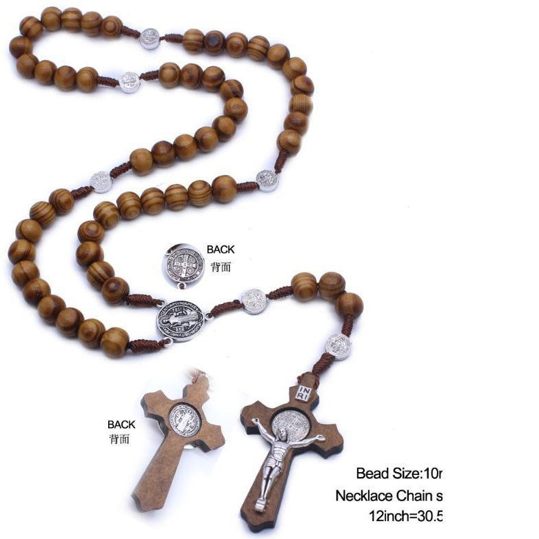 Cross-shaped brown necklace