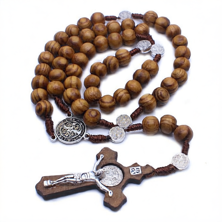 Cross-shaped brown necklace