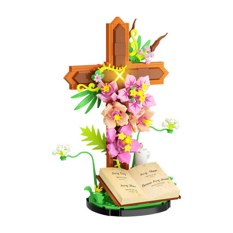 Cross-shaped flower building block toy