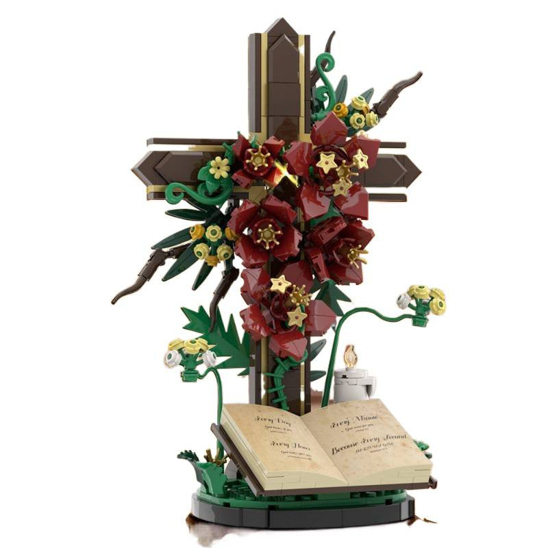Cross-shaped flower building block toy