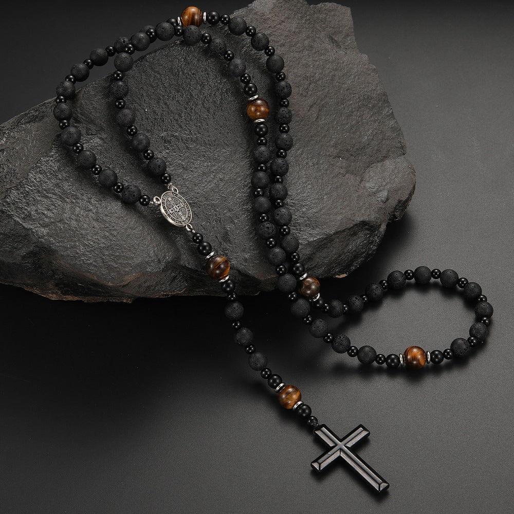 Cross-shaped religious necklace