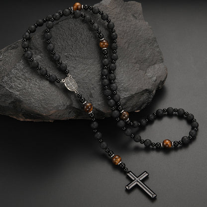 Cross-shaped religious necklace