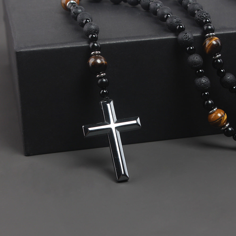 Cross-shaped religious necklace