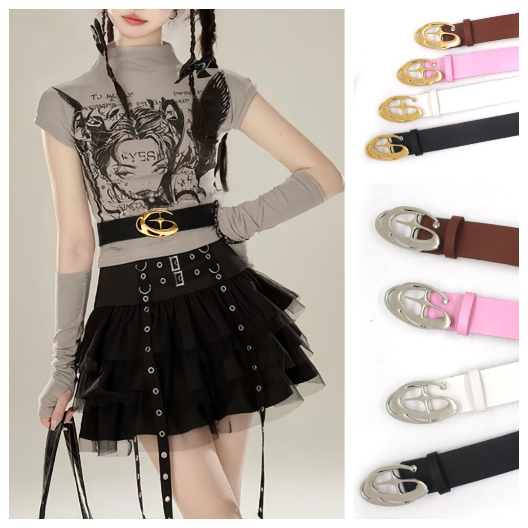 Cross-stitch buckle belt