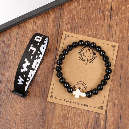 Cross three-piece bracelet set