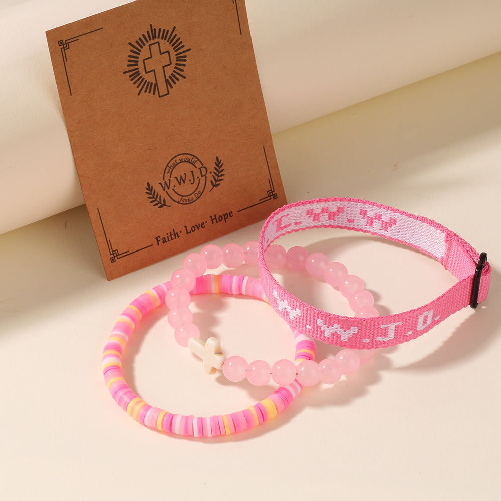Cross three-piece bracelet set