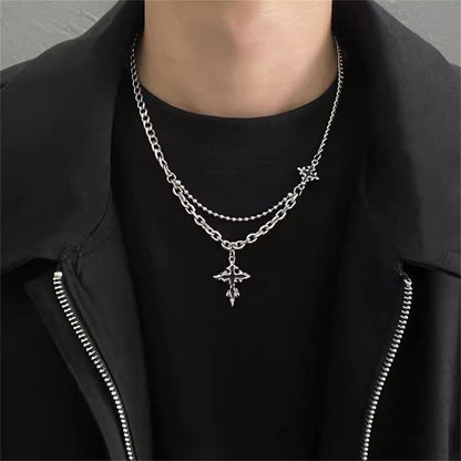 Cross Titanium Steel Cuban Chain Necklace