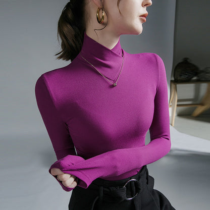 Cross Turtleneck Long-Sleeved Slim Bottoming Shirt