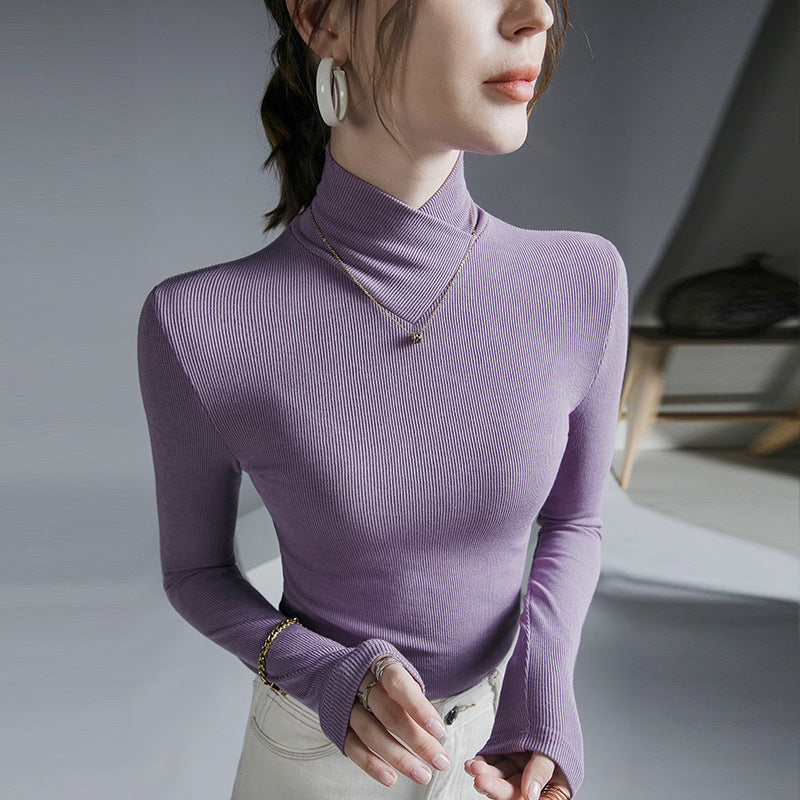 Cross Turtleneck Long-Sleeved Slim Bottoming Shirt