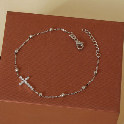 Cross Zircon Bead Bracelet