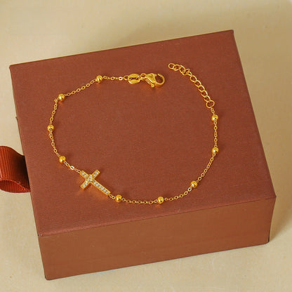 Cross Zircon Bead Bracelet