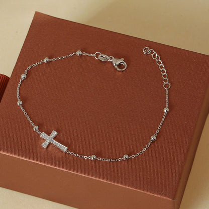 Cross Zircon Bead Bracelet