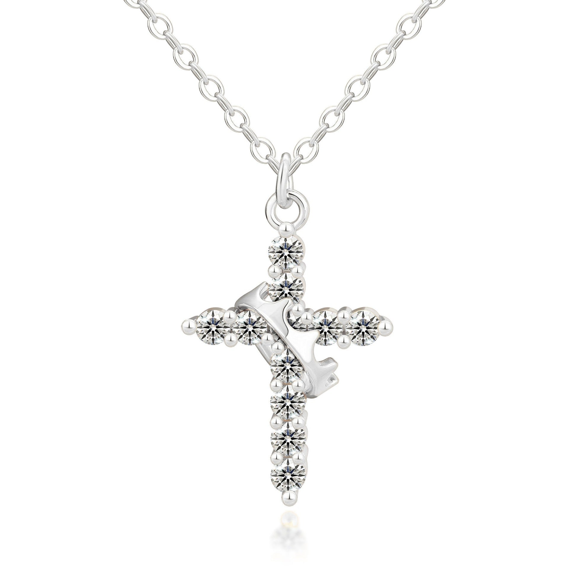 Crown Cross Necklace Zircon Electroplated Adjustable Chain